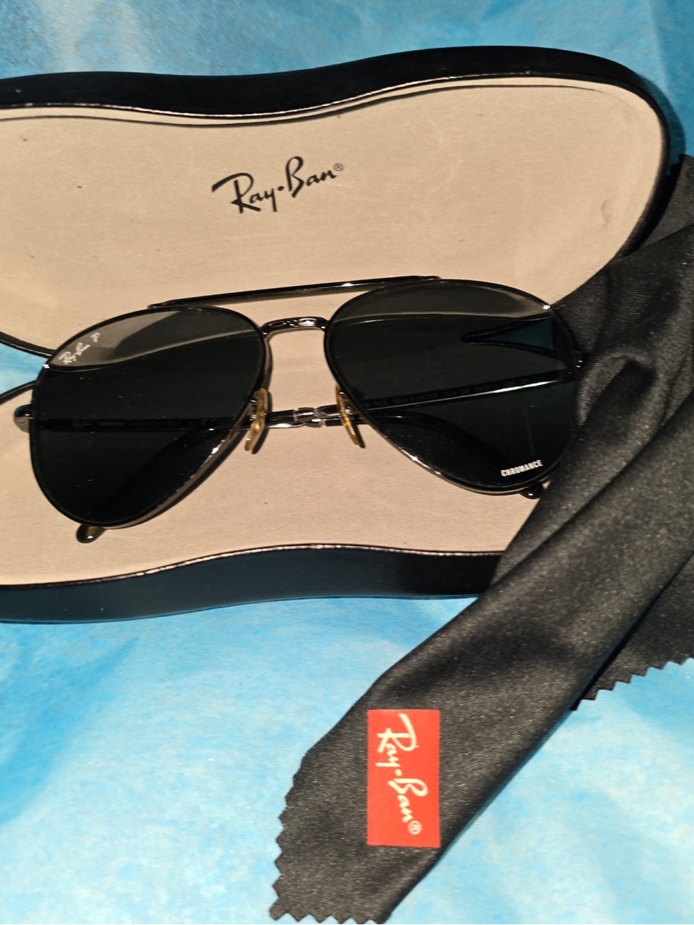 Ray-Ban Black & Gold Aviator Sunglasses